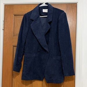 Lush Dark Blue Corduroy Blazer